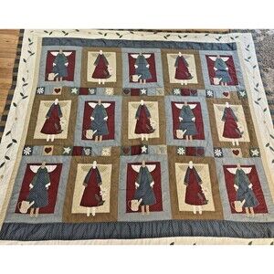 VINTAGE QUILT 84" X 92" PATCHWORK BLANKET ANGEL girl STAR cottage core 1990s